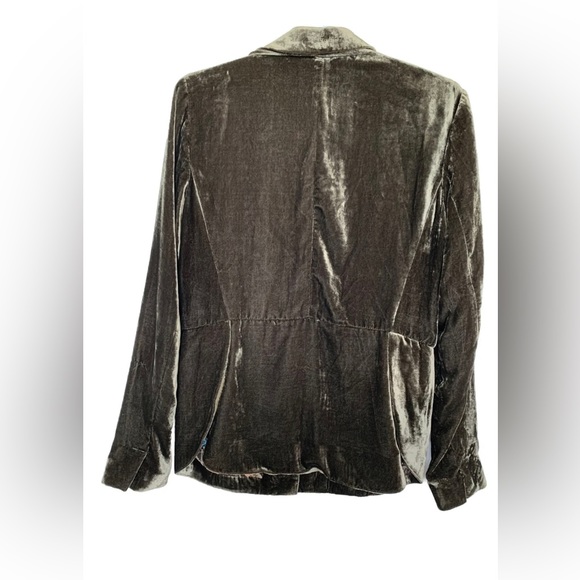 Anthropologie Iridescent Velvet Blazer By Cartonnier - Size 4- Moss Green - Picture 3 of 7